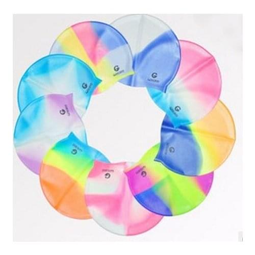 High Elastic Swim Hat Silicone Swimming Caps Printed Ear Protective Swim Cap