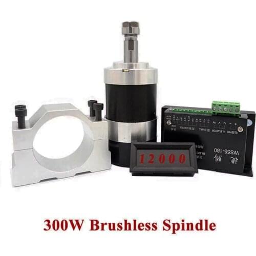 ICROATO WS55-140 Brushless 300W Spindle High Speed 0.3KW Air-cool Spindle Motor DC 36V 12000 RPM MACH3 with ER11 Collet + Clamp