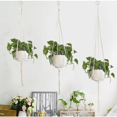 1pc Greening Plant Hanger Basket Handmade Rope Net Lanyard Creative Hanging Pots Vintage Cotton Countyard Garden Home Decor