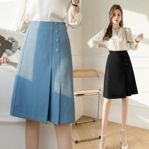 New Arrival Office Lady Solid High Waist Knee-Length Bust Skirt Spring Summer OL Work Skirts For Girls