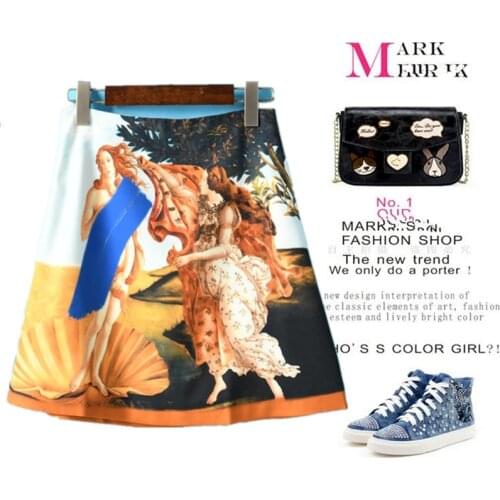 New Designer Spring Summer Vintage Skirt Womens Fancy Printed A Line Mini Royal Angel Skirts Slim Young Ladies Skirts NS943