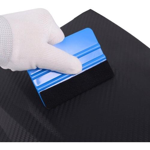 1Pcs 10x7cm Auto Styling Vinyl Carbon Fiber Window Ice Remover Cleaning Wash Car Scraper With Felt Squeegee Tool Film Wrapping