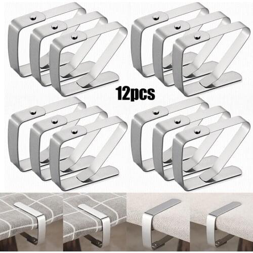 12 Stainless Steel Silver Tablecloth Clips Clamps Table Cover Holders For Picnic Party In Stock Drop Shipping