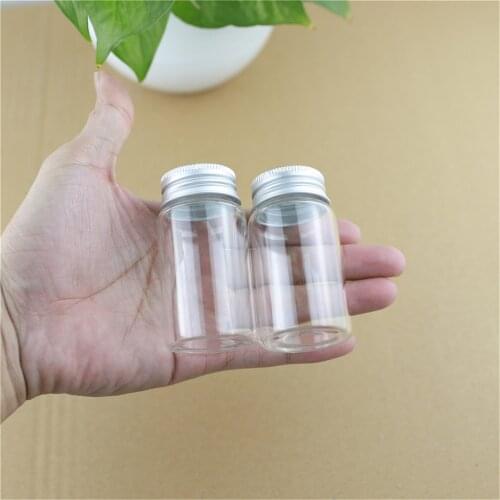 12 Pieces 37*70mm 50ml Small Vial Bottle Glass Bottle with Aluminum Caps Spice Bottles Glass Container Jars Vials DIY Craft
