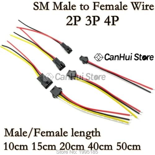 2-5Pairs 10/15/20cm JST SM 2P 3P 4P Plug Socket Male to Female Wire Connector LED Strips Lamp Driver Connectors Quick Adapter