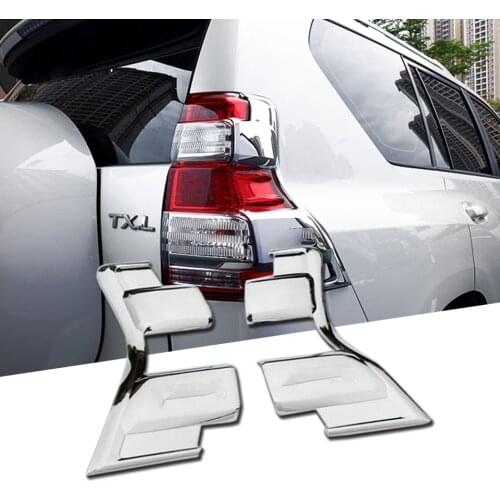 2 Pcs For Toyota Prado FJ150 FJ 150 2014 - 2017 Taillight Cover Rear Light Lamp Frames Trim With Logo Car Styling Sticker