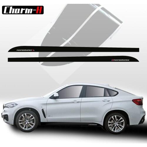 2pcs M Performance Side Skirt Sill Racing Stripe Decals Stickers for BMW X6 F16 2015-Present 5D Carbon Fibre/Gloss/Matte Black