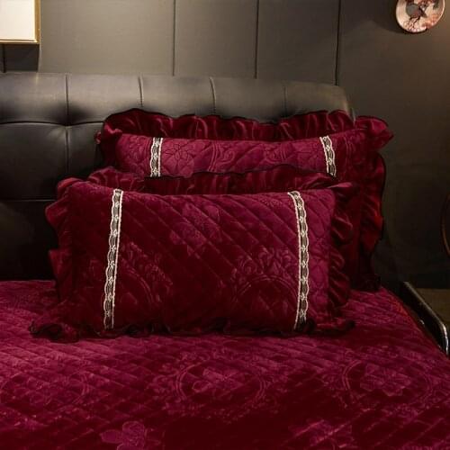 2pcs Embossed Pillow Case Cover Velvet Home Decorative Quilted Rectangle Pillow Sham Warm Soft 48x74cm