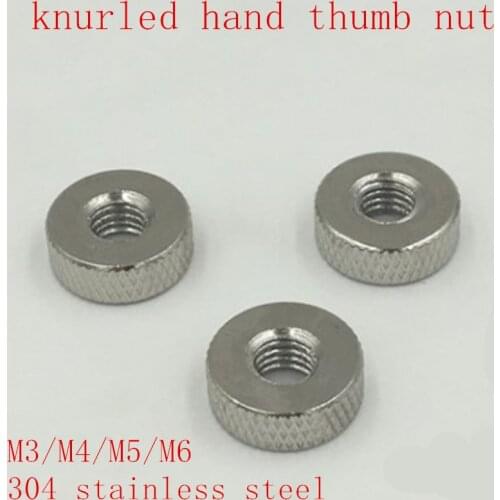 20pcs/lot m3 m4 m5 m6 304 stainless steel round flat knurled thumb nut