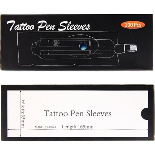 200Pcs Disposable Tattoo Pen Sleeves Tattoo Clip Cord Sleeves Bags 165MM X 53MM Covers Bags for Tattoo Machine Protection Bags