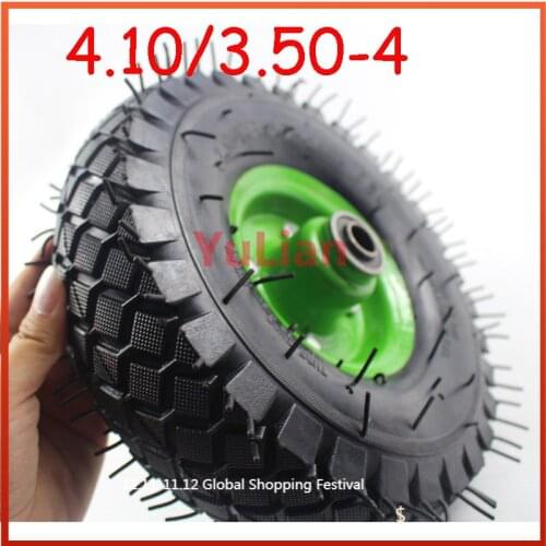 4.10/3.50-4 tire 3.50-4 pneumatic wheel trolley caster trailer wheel 16mm bearing hub 10 inch 4.10-4 pneumatic wheel