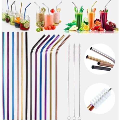 5 Pcs Stainless Steel Straw Reusable Bar Accessories Drinking Straw Mason Jars with Cleaner Brush for Home Party Bar Metal