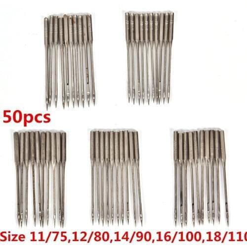 50Pcs 11/75,12/80,14/90,16/100,18/110 Home Sewing Needle Household Sewing Machine Needles DIY Sewing Accessories Drop Ship