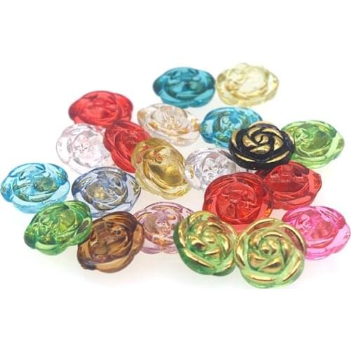 50PCs Resin Sewing Button Scrapbooking Rose Shape Single Hole Costura Botones bottoni botoes S1045 15mm