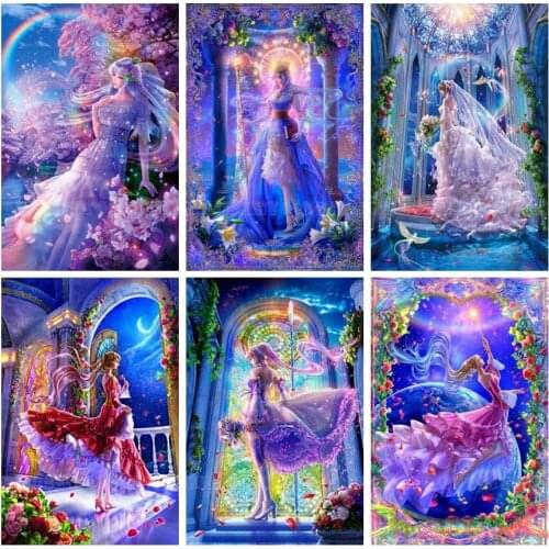 5D Diy Diamond Painting FANTASY GIRLS ,Fairy Beauty Full Drill Diamond Embroidery Cross Stitch Mosaic Craft Home Christmas Gift