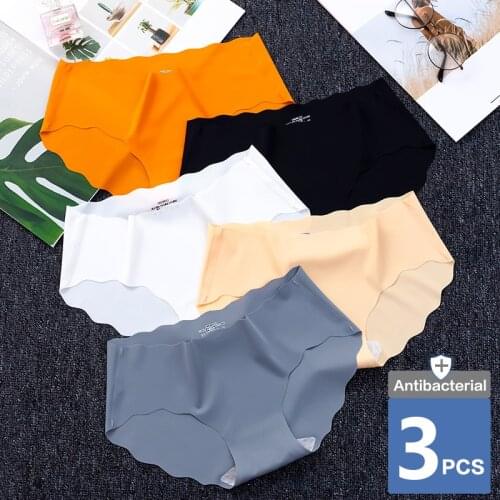 Ruffle Seamless Ice Silk Panty Womens Panties Soild Underwear Female Intimates Ladies Mid-Rise Briefs Sexy Lingerie Underpants