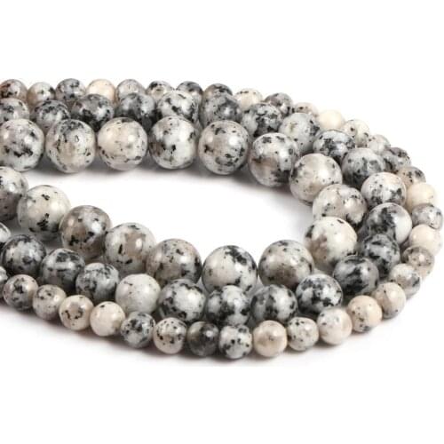 Natural Semi Precious Stone Beads Black Damation Jaspers Circular DIY For Making Necklaces Bracelets And Earrings 6/8/10/12mm