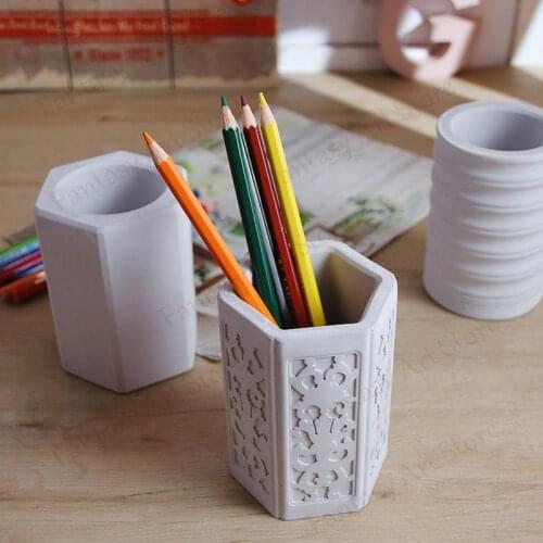 Pen Holder Plaster Mold Cylindrical Concrete Silicone Mold Cement Clay Mold Container Vase Mold