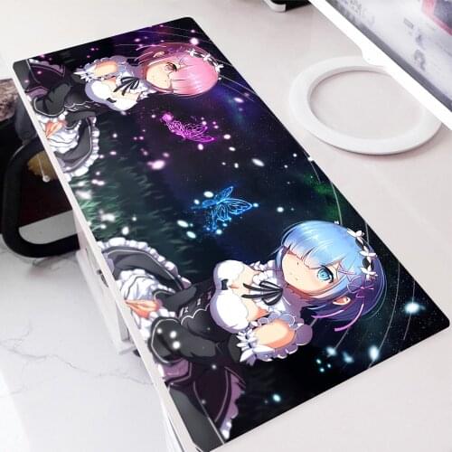 Anime Re zero Rem Emilia Gaming MousePad Large Locking Edge Speed Game Gamer Latest Mouse Pad Soft Laptop Notebook Mat for CSGO