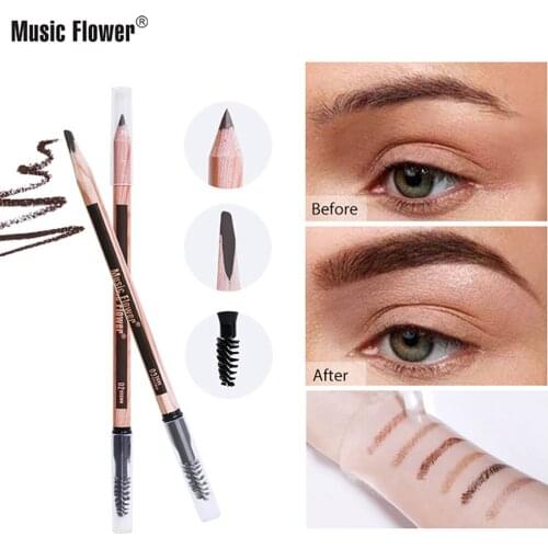 Music Flower/Natural Three-dimensional Holding Makeup Waterproof and Sweatproof Eyebrow Pencil Wholesale Profession Makeup Gift