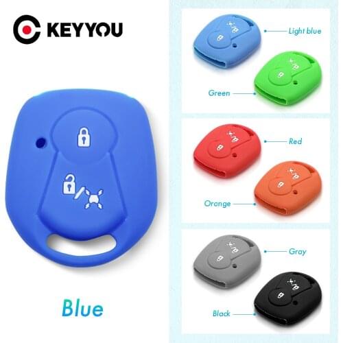 KEYYOU Key Rings For Ssangyong Actyon Kyron Rexton 2 Buttons Rubber Key Shell Keychain Car Silicone Car Key Case