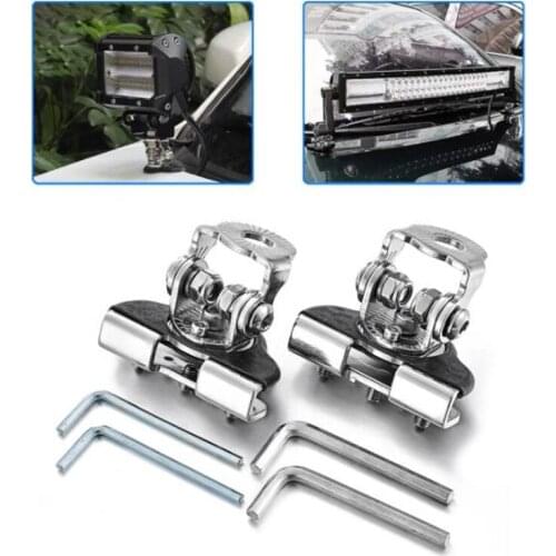 1PAIR Car Engine Hood Led Light Mounting Bracket Auto Bonnet Cover Piller Lamp Holder Clamp Clip No Drilling SUV 4WD 4X4