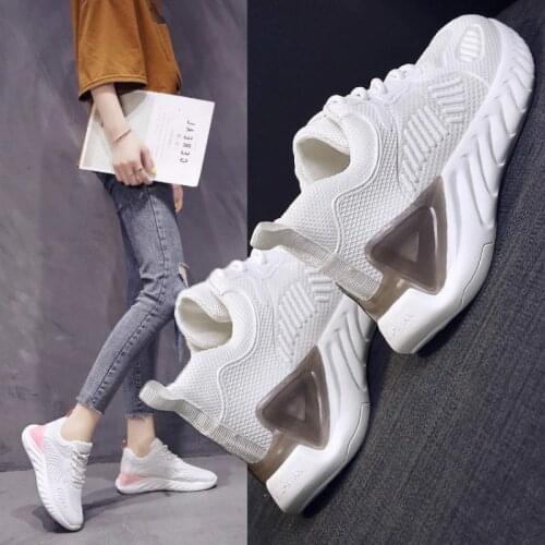 KAMUCC 2019 New Autumn Vulcanize Female Fashion Sneakers Lace Up Soft High Leisure Footwears Breathable Mesh Women Casual Shoes