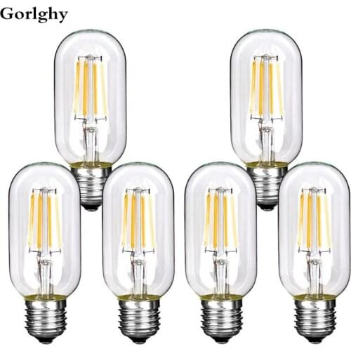 6pcs/lot T45 4W led filament bulbs LED Light Bulbs Edison Style T45 Vintage Filament 4W Daylight E27 2700k 6000K AC220-240V
