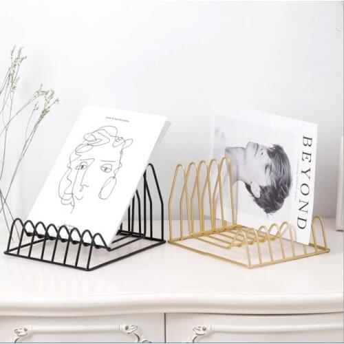 Metal Magazine Holder Bookshelf Document Shelf Desk Organizer Bookends Office Home Newspapers Shelf Collection Decoration
