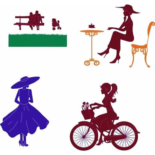 Elegant Lady Lovers Pattern Metal Cutting Dies Stencil Scrapbook Album Embossing For Gift Card Making Handcrafts Decor