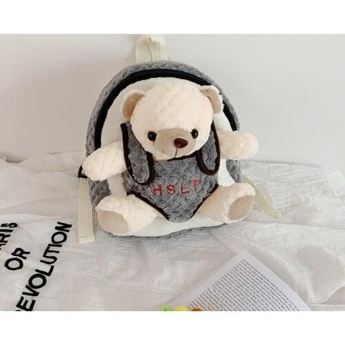 Kawaii Bear Plush Backpacks Cute Animal School Bags Children Pillow Toys Travel Pink Knapsack Handbags Cartoon For Girl Boy Gift