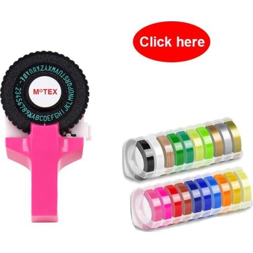 Pink Color MoTex E101 Printer Mini DIY Hand compatible for dymo 3D embossing manual Tape Manual Typewriter lettering machine