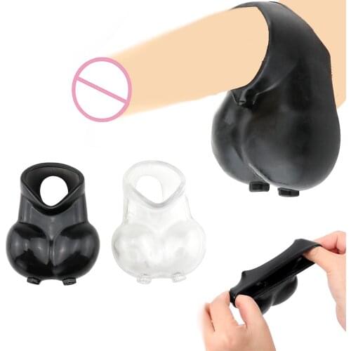 Reusable Penis Rings Soft Scrotum Bondage Delay Ejaculation Chastity Cage Ball Stretcher Cock Sleeve Sex Toys Male Adult Product