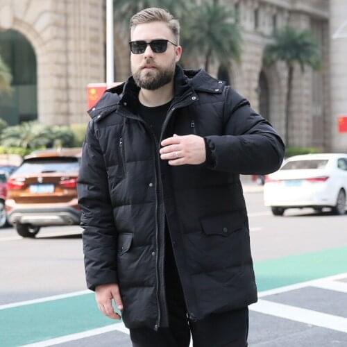 2019 Mens Winter Large Size 8XL 9XL 10XL Hooded Park Warm Jacket Chest with Double Zip Pocket Black Jacket