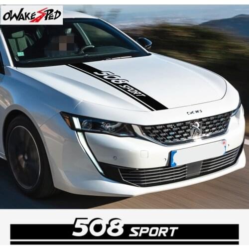 Car Hood Bonnet Stripes Sticker Racing Sport For Peugeot 508 Accessories Auto Body Engine Cover Decor Stickers Vinyl Decals
