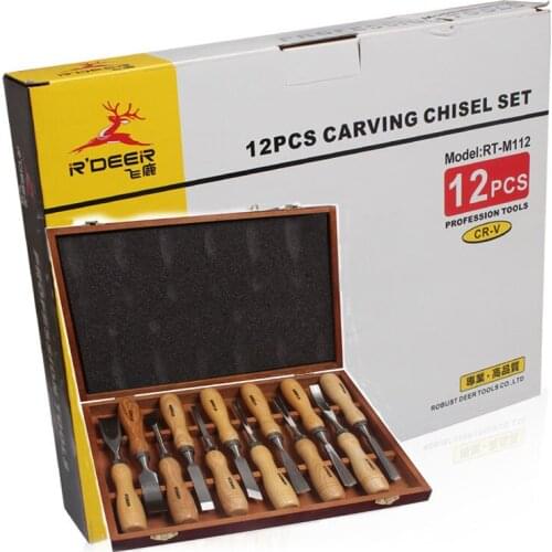 New 12 pcs Wood Carving Set Wood Working SculptureTools Engrave Tool Chisel Kit Carvers Graving Knife In Wood Box