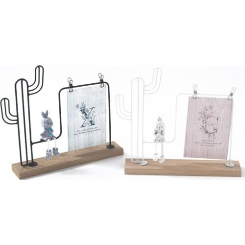 Creative 6inch Wooden Iron Art Cactus Rabbit Photo Frame Simple Solid Desktp[ Picture Holder Home Decoration Gift