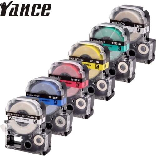 Multicolor SS12KW LC-4WBN9 Compatible KingJim/Epson Label SS9KW SS18KW SC12YW SC12RW SC12BW For Epson LW-400 LW400 label maker