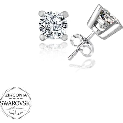 Silver 925 Sterling Swarovski Zirconia Cubic Zirconia Solitaire Earrings