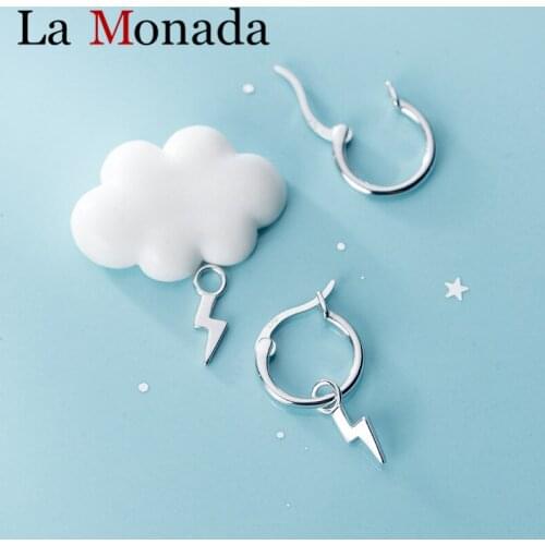 Newest Design Stamp S925 Sterling Silver Geometric Small Lightning Shape Hoop Earrings For Women Anti allergy Jewelry