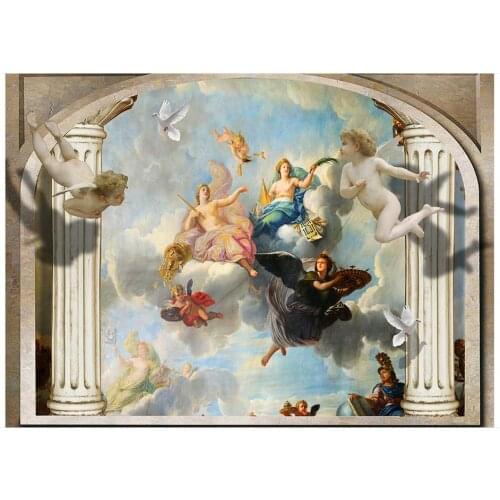 High Quality Hot Sale New Custom 3d photo wallpaper murals European Roman column angel 3 d TV setting wall living room wallpaper