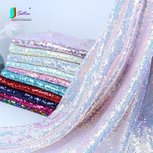 Candy Color Laser 3mm Sequin Mesh Fabric Wedding Party Decoration Photo Background Stage Advertisement Board Dress Cloth Fabric