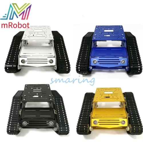 YP100 Tank Chassis Robot Tank Model with 12V 320RPM High Power Motor Aluminum Alloy Frame Plastic Tracks for DIY Robot Project