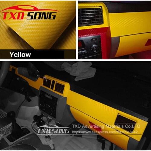 127X30CM/Lot Yellow 3D Carbon Vinyl Film Car Wrap Sheet Roll 3D Car Stickers And Decals Motorcycle Car styling 3D carbon film