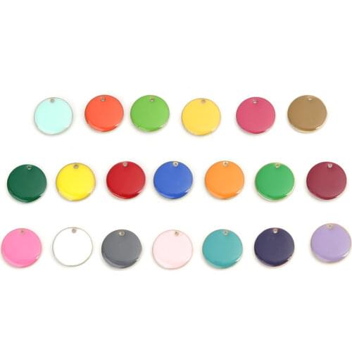16mm Round Enamelled Sequins Charms Copper Enamel Double Sided Charms Gold Color For DIY Jewelry Making Accessories, 10 PCs