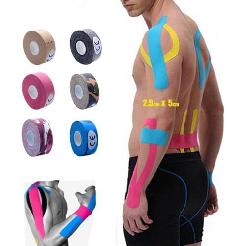 2.5cm X 5m Kinesiology Kinesiotape Roll Cotton Elastic Adhesive Sports Muscle Patch Tape Bandage Physio Strain Injury Support