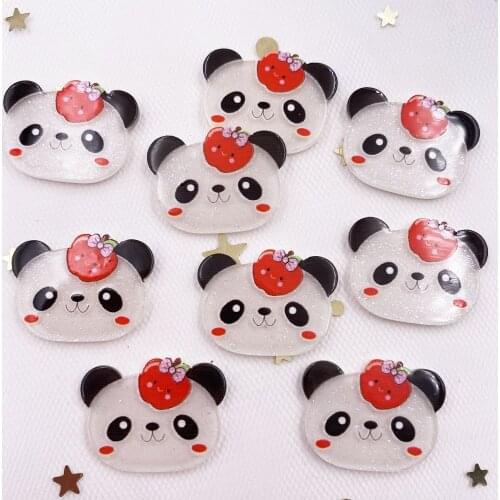 20PCS Glitter Lovely Colorful Panda Flatback Acrylic Sheet Miniature Pattern planar Scrapbook Hairpin DIY Craft Supplies F961