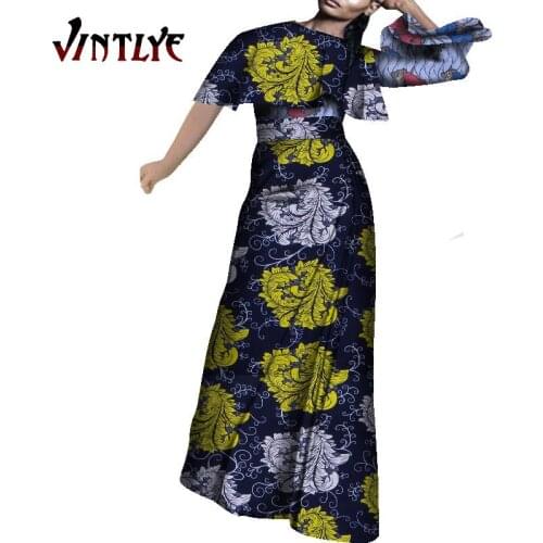 2021 African Dinner Dresses for Women Elegant Gown Floral Printed Dashiki Dress Africa Traditional Formal Attire for Lady WY9069