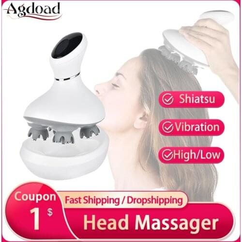 AGDOAD Smart Head Scalp Massager USB Charging Wireless Head Massage Device Stress Relax Body Back Massager for Prevent Hair Loss