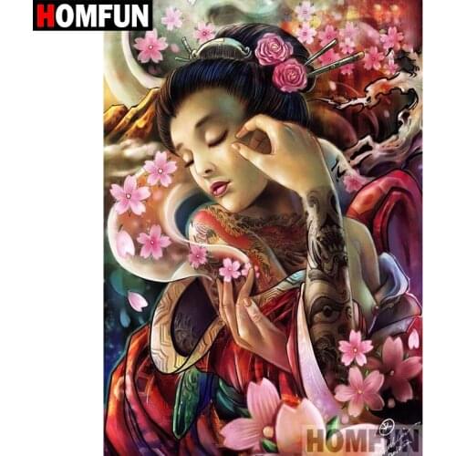 HOMFUN 5D DIY Diamond Painting Full Square/Round Drill "Woman flower" Embroidery Cross Stitch gift Home Decor Gift A08346